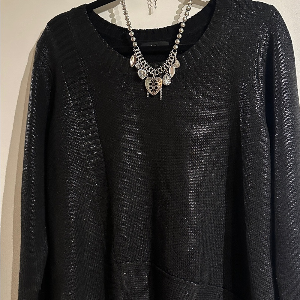 Mblm Black Textured Sweater w/ Silver Glaze! Great w/ Jeans, Dress Pants-Plus 0X